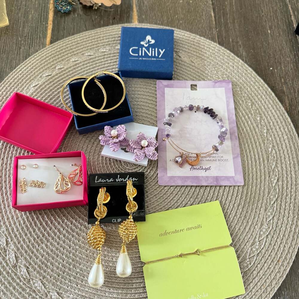 Costume Jewelry Lot Multi-Piece Set with Earrings and Bracelets